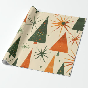 Mid-Century Modern Retro Christmas Trees Wrapping Paper