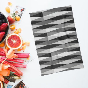 Mid Century Modern Retro Diamond Black White Grey Tea Towel