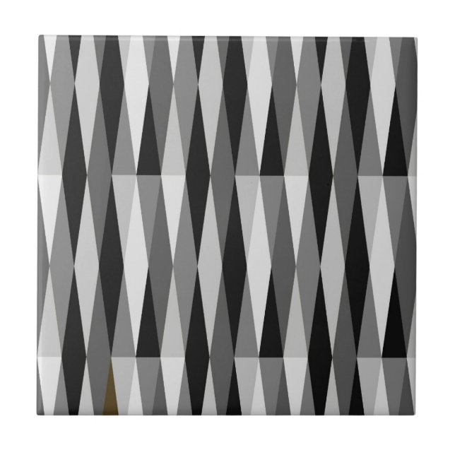 Mid Century Modern Retro Diamond Black White Grey Tile (Front)