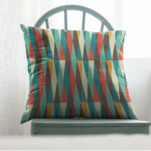 Mid Century Modern Retro Diamond Geometric Shapes  Cushion