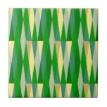 Mid Century Modern Retro Diamond Green Yellow Tile<br><div class="desc">This design may be personalised by choosing the Edit Design option. You may also transfer onto other items. Contact me at colorflowcreations@gmail.com or use the chat option at the top of the page if you wish to have this design on another product or need assistance. See more of my designs...</div>