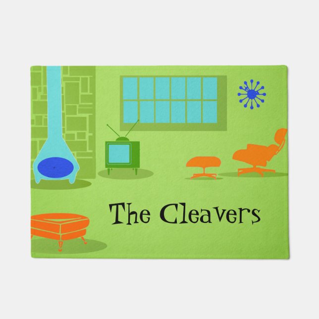Mid Century Modern Retro Door Mat (Front)