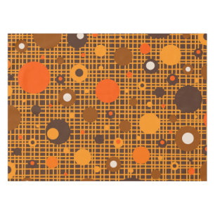 Mid Century Modern Retro Dots Pattern Brown Orange Tablecloth