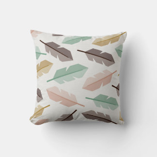 Mid-Century Modern Retro Feathers Throw Pillow