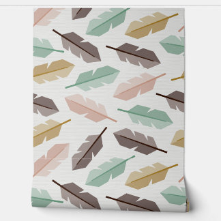 Mid-Century Modern Retro Feathers Wallpaper