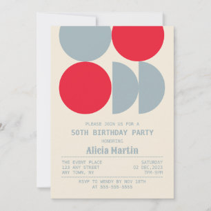 Mid Century Modern Retro Geometric Birthday Invitation
