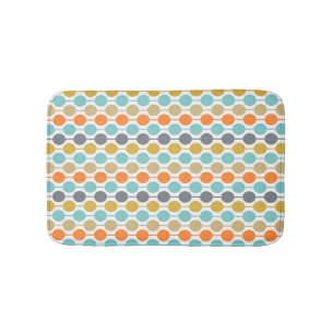 Mid-Century Modern Retro Geometric Circles Pattern Bath Mat