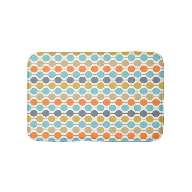 Mid-Century Modern Retro Geometric Circles Pattern Bath Mat (Front)
