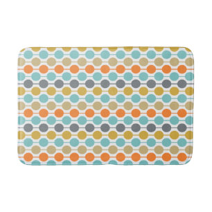 Mid-Century Modern Retro Geometric Circles Pattern Bath Mat