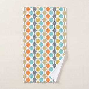 Mid-Century Modern Retro Geometric Circles Pattern Hand Towel