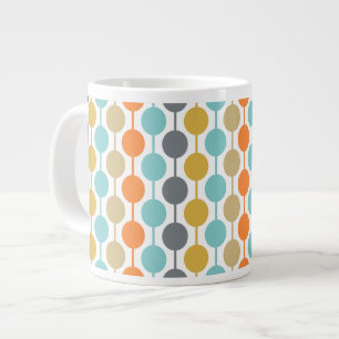 Mid-Century Modern Retro Geometric Circles Pattern Large Coffee Mug