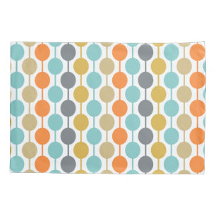 Mid-Century Modern Retro Geometric Circles Pattern Pillowcase