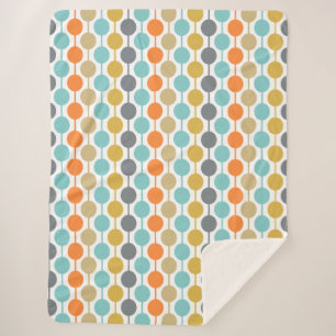 Mid-Century Modern Retro Geometric Circles Pattern Sherpa Blanket