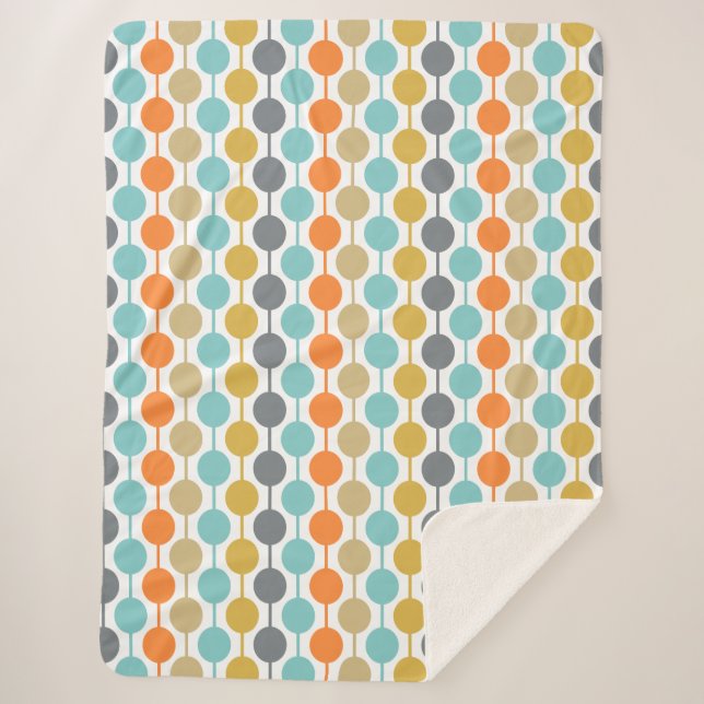 Mid-Century Modern Retro Geometric Circles Pattern Sherpa Blanket (Front)