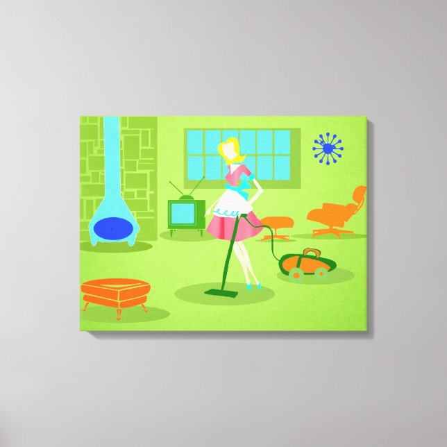 Mid Century Modern Retro Housewife Canvas (Front)