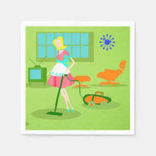 Mid Century Modern Retro Housewife Paper Napkins