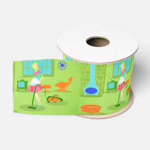 Mid Century Modern Retro Housewife Ribbon Grosgrain Ribbon