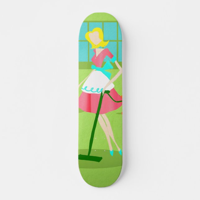Mid Century Modern Retro Housewife Skateboard (Front)