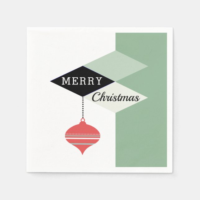 Mid-Century Modern Retro Merry Christmas Napkin (Front)