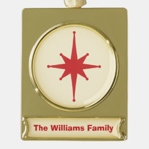 Mid Century Modern Retro Minimalist Atomic Star Gold Plated Banner Ornament