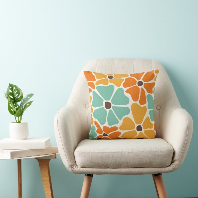 Mid Century Modern Retro Mod Floral Cushion (Chair)