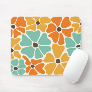 Mid Century Modern Retro Mod Floral Mouse Mat