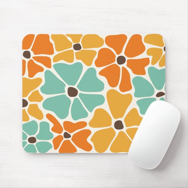Mid Century Modern Retro Mod Floral Mouse Mat (With Mouse)