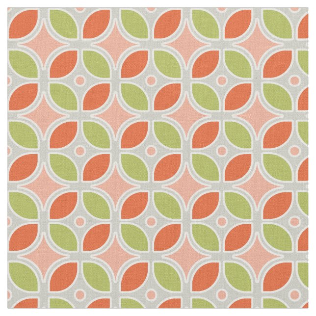 Mid Century Modern Retro Mod Square Pattern Decor Fabric (Close Up)