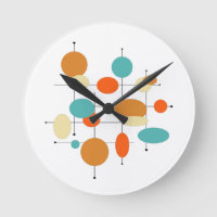 Mid Century Modern Retro Orange Turquoise Circles