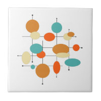 Mid Century Modern Retro Orange Turquoise Circles