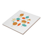 Mid Century Modern Retro Orange Turquoise Circles Tile<br><div class="desc">This turquoise,  orange,  cream,  and black retro geometric circles and lines mid century decorative tile will not only add a pop of colour to the room,  but will be an original art piece in your tiling project.</div>