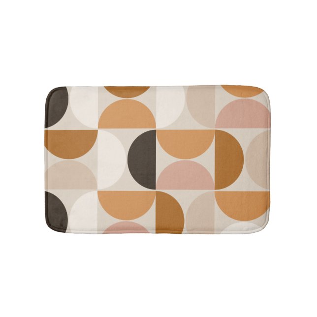 Mid Century Modern Retro Pattern Brown Earth Tones Bath Mat (Front)