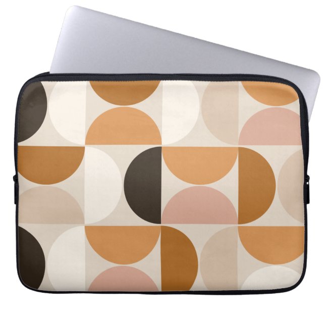 Mid Century Modern Retro Pattern Brown Earth Tones Laptop Sleeve (Front)
