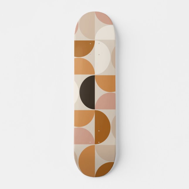 Mid Century Modern Retro Pattern Brown Earth Tones Skateboard (Front)