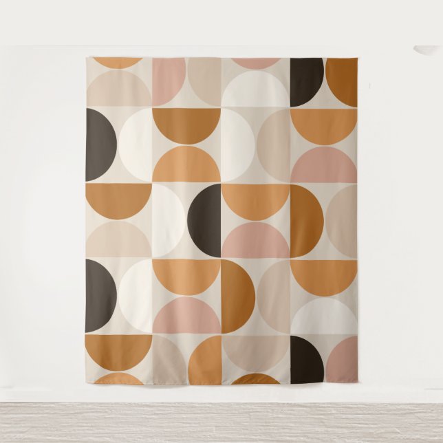 Mid Century Modern Retro Pattern Brown Earth Tones Tapestry (Front)