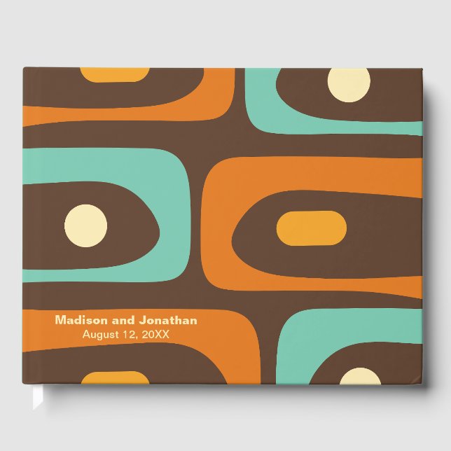 Mid Century Modern Retro Piquet Personalised Guest Book (Front)
