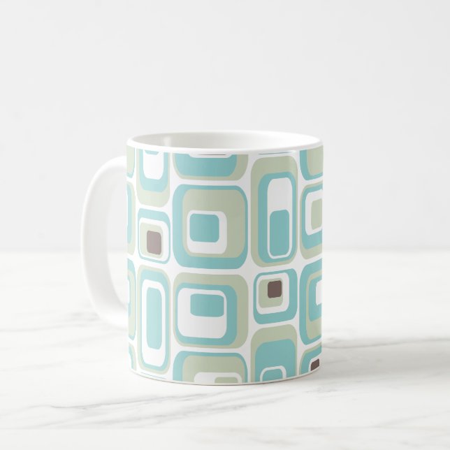 Mid Century Modern Retro Rectangles Custom Mug (Front Left)