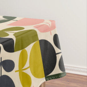 Mid‑century modern- Retro Scandinavian Flowers Tablecloth