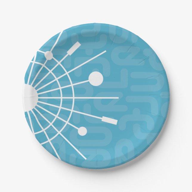 Mid Century Modern Retro Sputnik Snowflake MOD Paper Plate (Front)