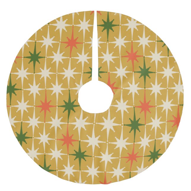 Mid Century Modern Retro Starburst Pattern  Brushed Polyester Tree Skirt (Front)