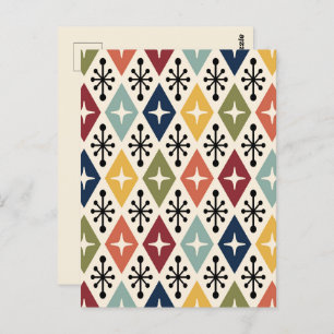Mid Century Modern Retro Starburst Pattern Postcard