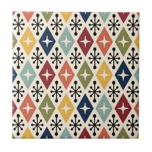 Mid Century Modern Retro Starburst Pattern Tile