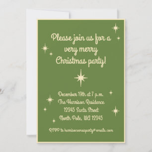 Mid Century Modern Retro Stars Christmas Party Invitation