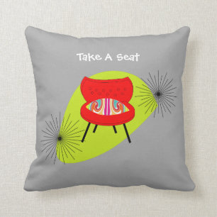 Mid Century Modern Retro Style Chair Illustrations Cushion