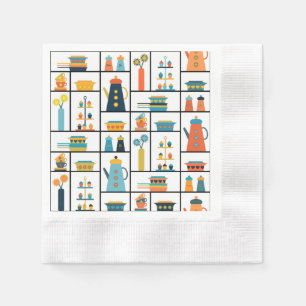 Mid Century Modern Retro Stylish Kitchen Shelves Napkin