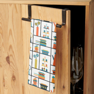 Mid Century Modern Retro Stylish Kitchen Shelves Tea Towel