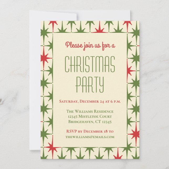 Mid Century Modern Retro Vintage Christmas Party Invitation (Front)