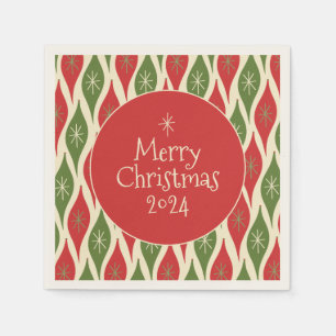 Mid Century Modern Retro Vintage Merry Christmas Napkin