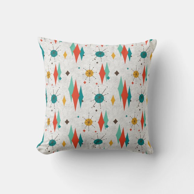 Mid Century Modern Retro White  Velvet look  Cushion (Front)