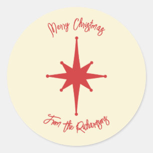 Mid-century Modern Retro Xmas Star Personalised Classic Round Sticker